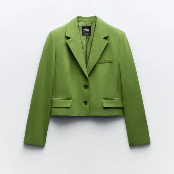 NWT Green Blazer FELT TEXTURE MULTI-POCKET BLAZER Size XS Color Lawn - Picture 7 of 12